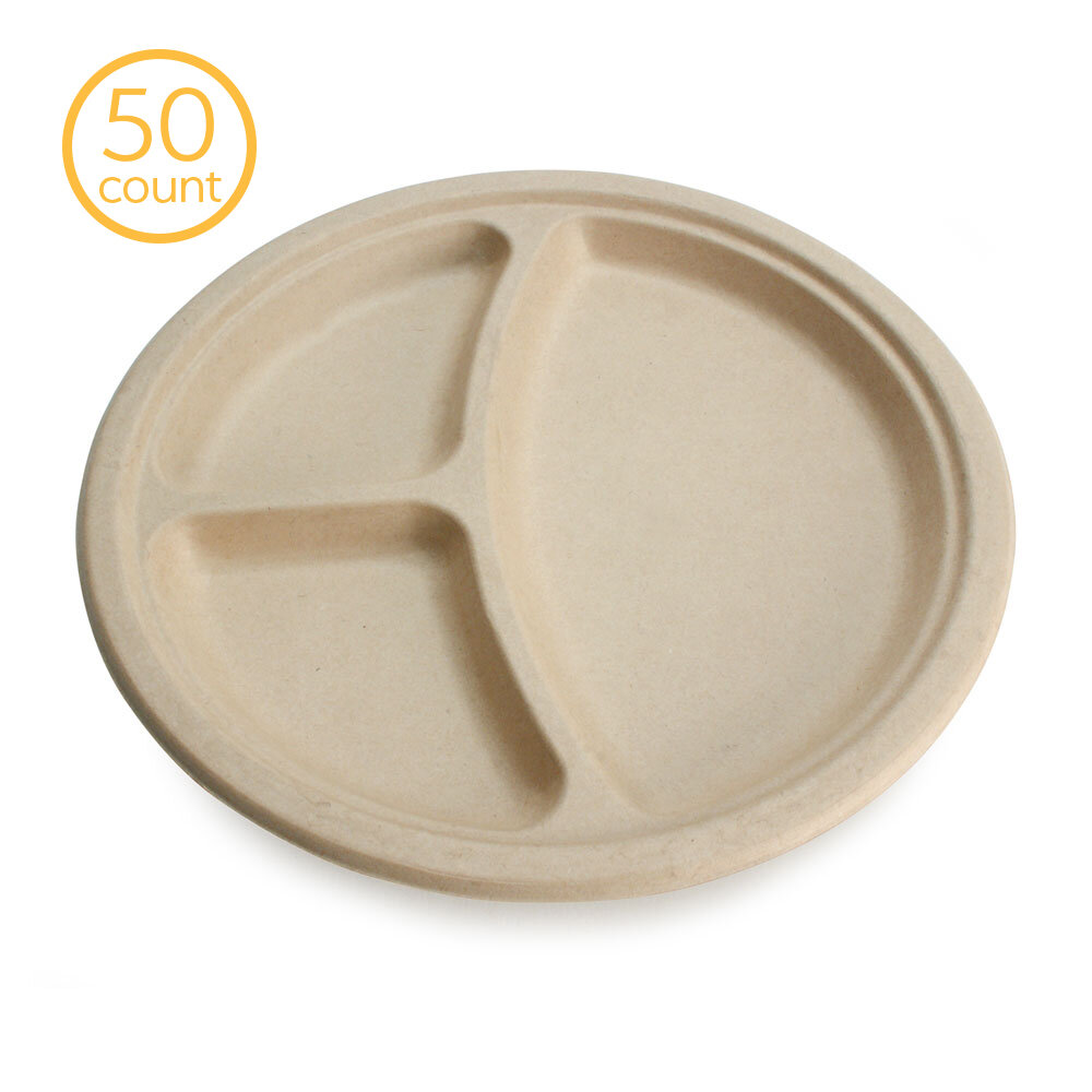 100% Compostable Disposable Paper Plates Bulk [10 3-Comp 50 Pack], Bamboo  Plates — Earth's Natural Alternative®